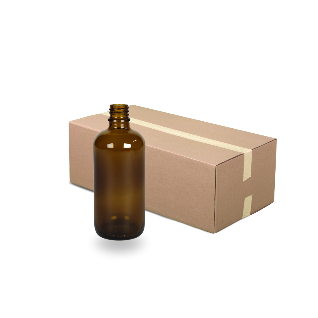 Amber Glass Bottle - 100ml - 18mm (Full Slab of 70)