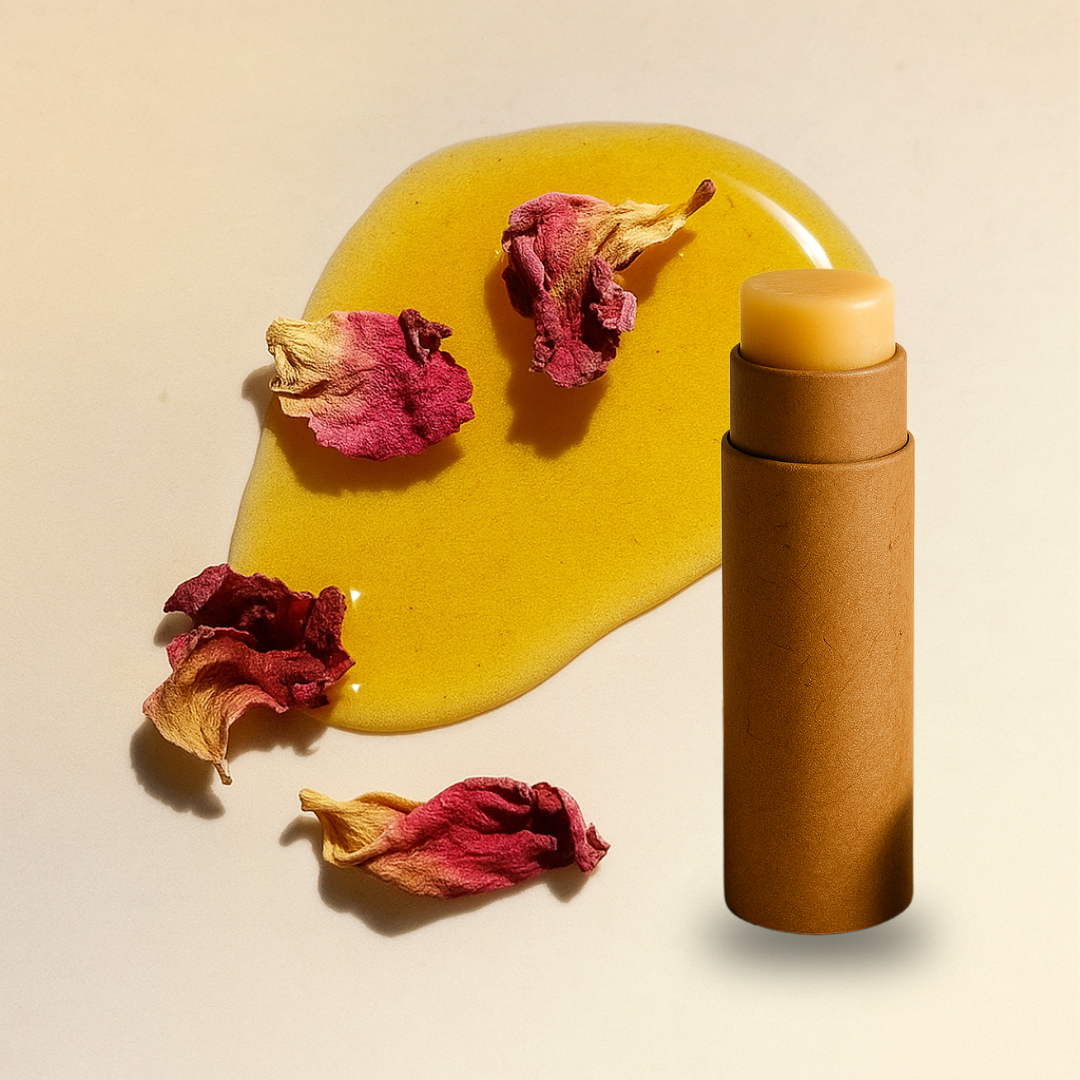 header image for a blog post on how to make lip balm at home