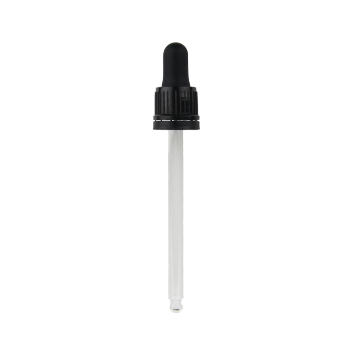 100ml Black Glass Dropper (Tamper Evident) - Ribbed - 18mm - DDR-100-18BT1