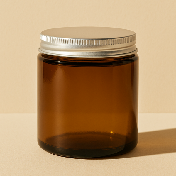 Amber Glass Jar & Silver Aluminium Lid - 120ml