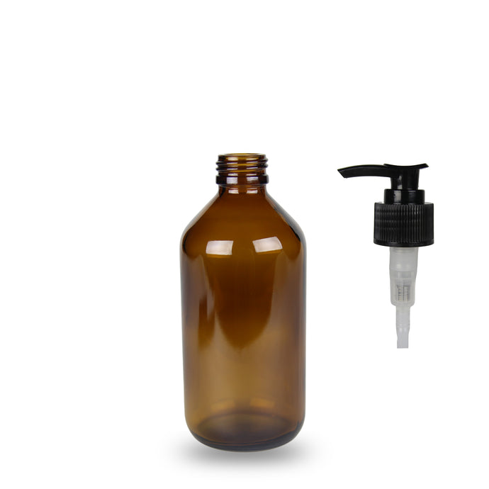 Amber Glass Bottle - 200ml - (Lotion Pump) - 24mm (24/410)