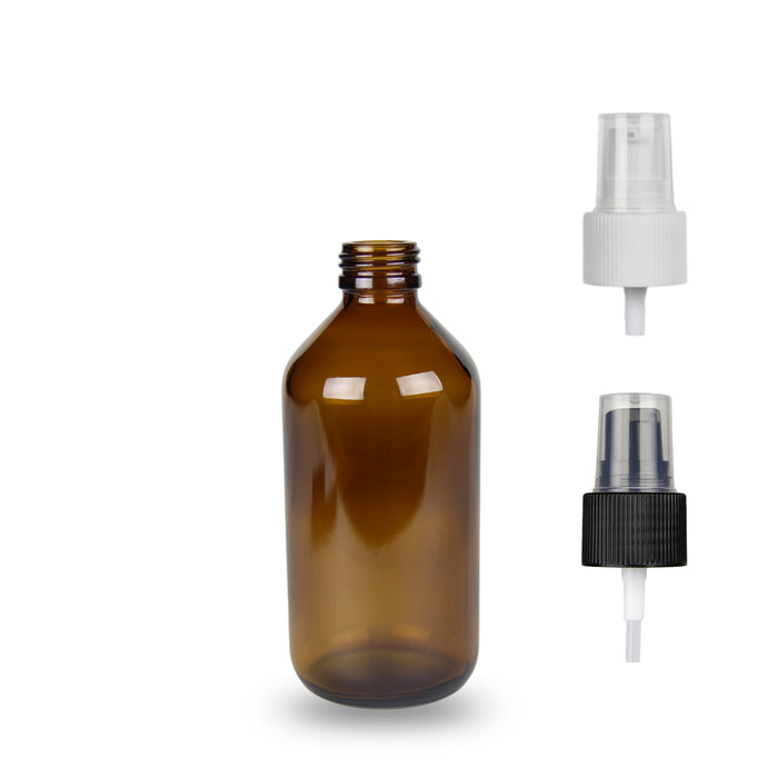 Amber Glass Bottle - 200ml - (Serum/Gel Pump) - 24mm (24/410)