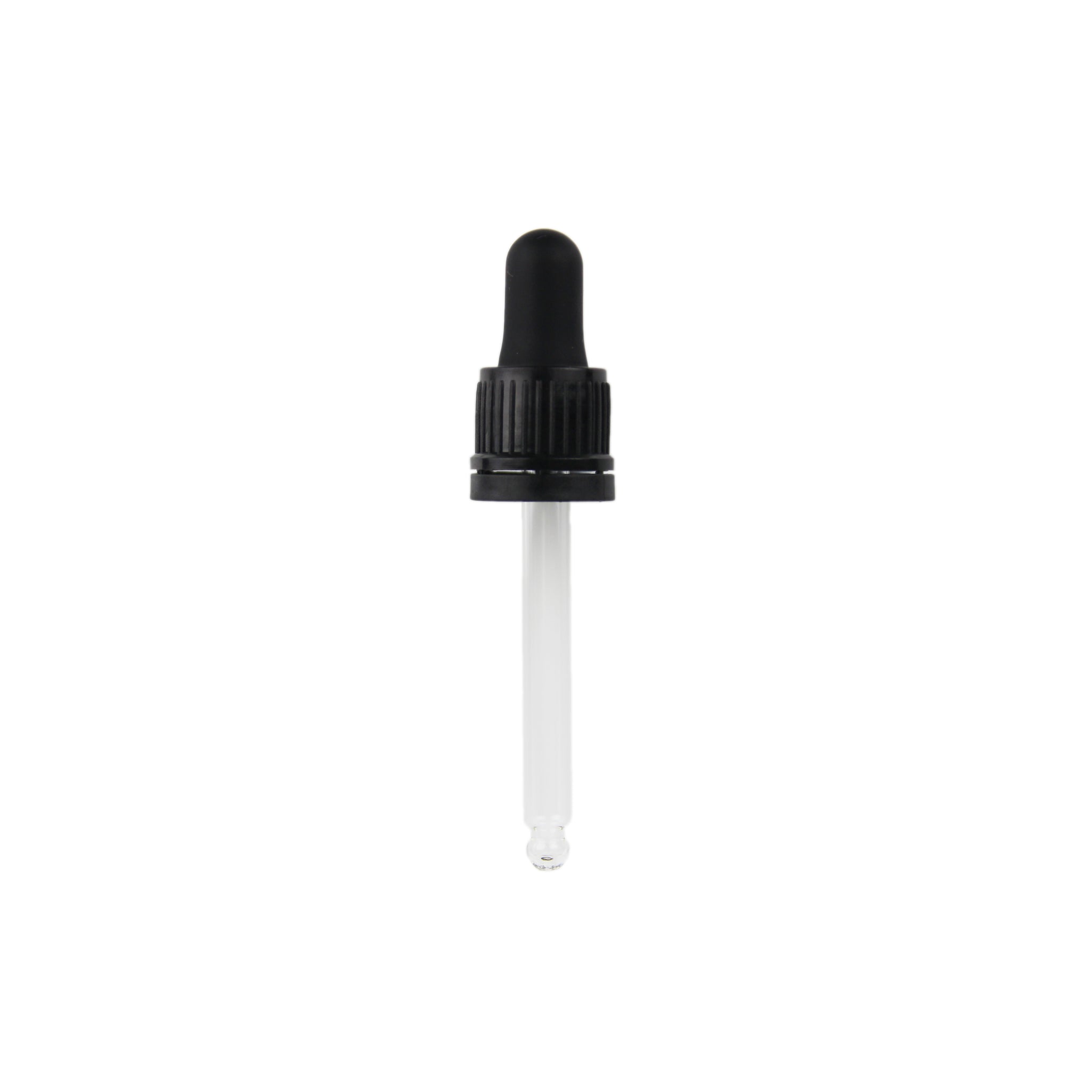 30ml Black Glass Dropper (Tamper Evident) - Ribbed - 18mm - DDR-30-18BT1