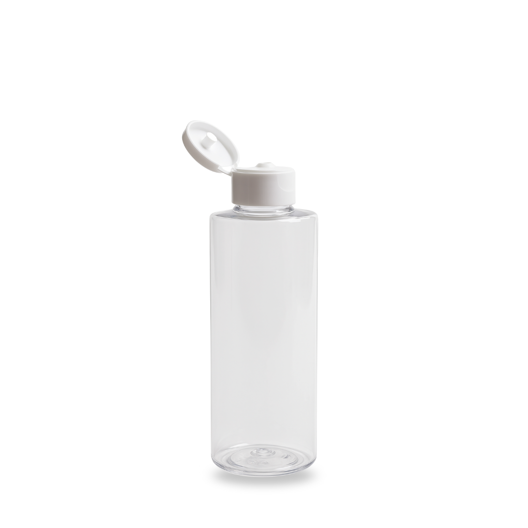 250ml Clear Recycled Plastic Bottle 'Cylinder'- (Flip Top)