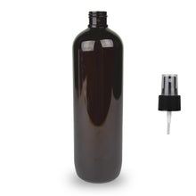 Amber Plastic Bottle PET 'Tall Boston' - (Atomiser) - 500ml - 24mm (24/410)