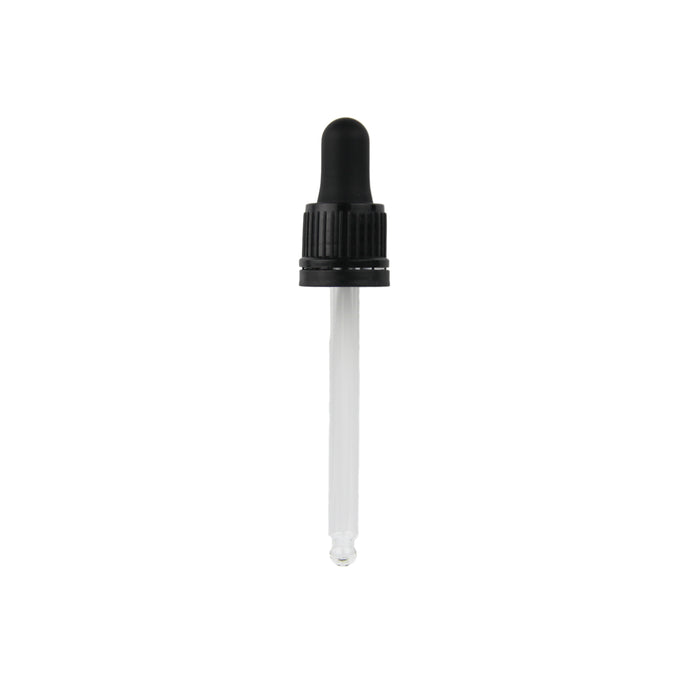 50ml Black Glass Dropper (Tamper Evident) - Ribbed - 18mm - DDR-50-18BT1