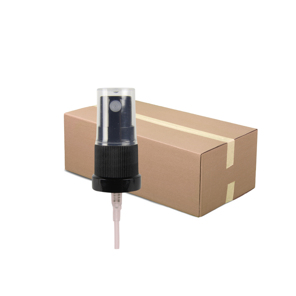 Black Atomiser / Spritzer - Fine Mist Spray - Ribbed - 18mm - ASR-18B2 (Full Carton of 1500)