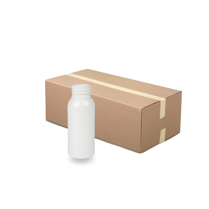 White Plastic Bottle rPET - 'Tall Boston' - 50ml - 24mm (24/410) (Full Carton of 750)