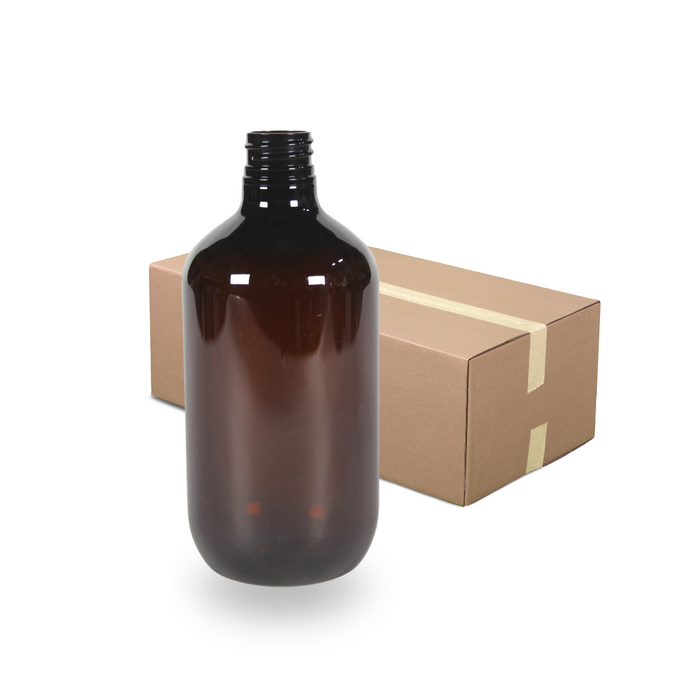 Amber Plastic Bottle PET 'Veral' - 500ml - 28mm (28/410) (Full Carton of 130)