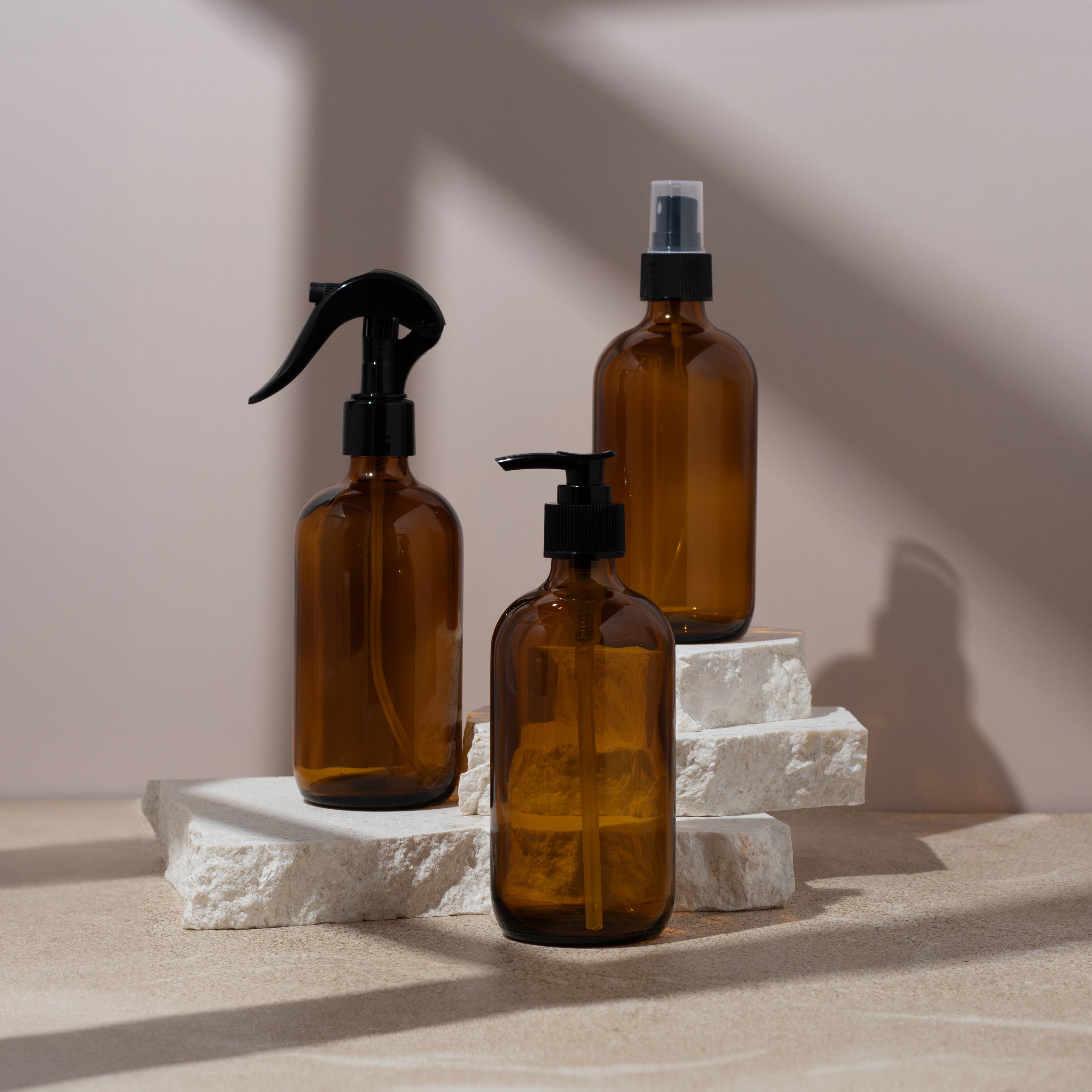Amber Glass Bottle - 250ml - (Atomiser/Fine Mist Spray) - 24mm (24/410)