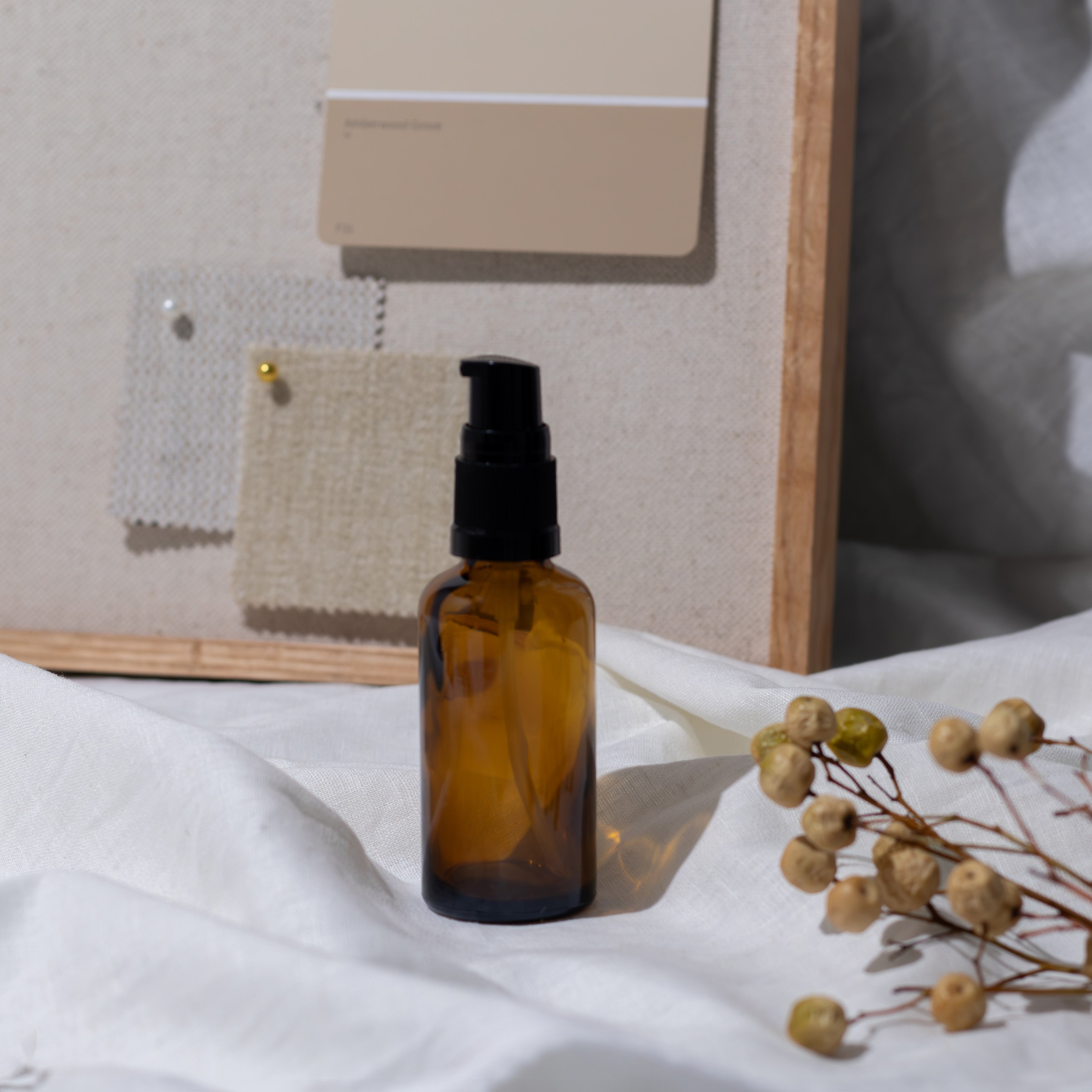 Amber Glass Bottle - (Serum / Gel Pump) - 50ml - 18mm