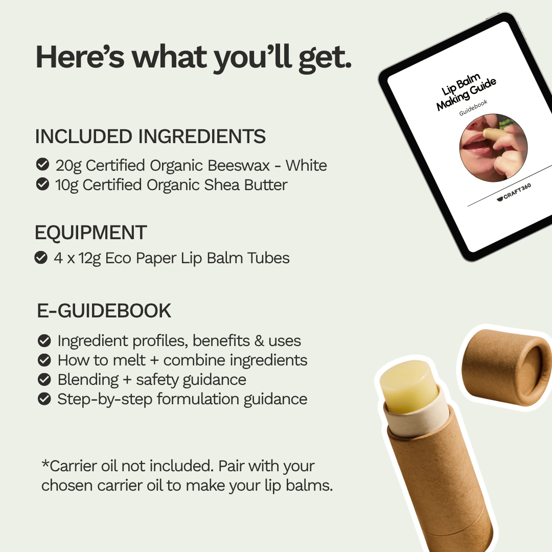 4 x Natural Lip Balms + Guide | *Needs 25ml Carrier Oil (ADD-ON)