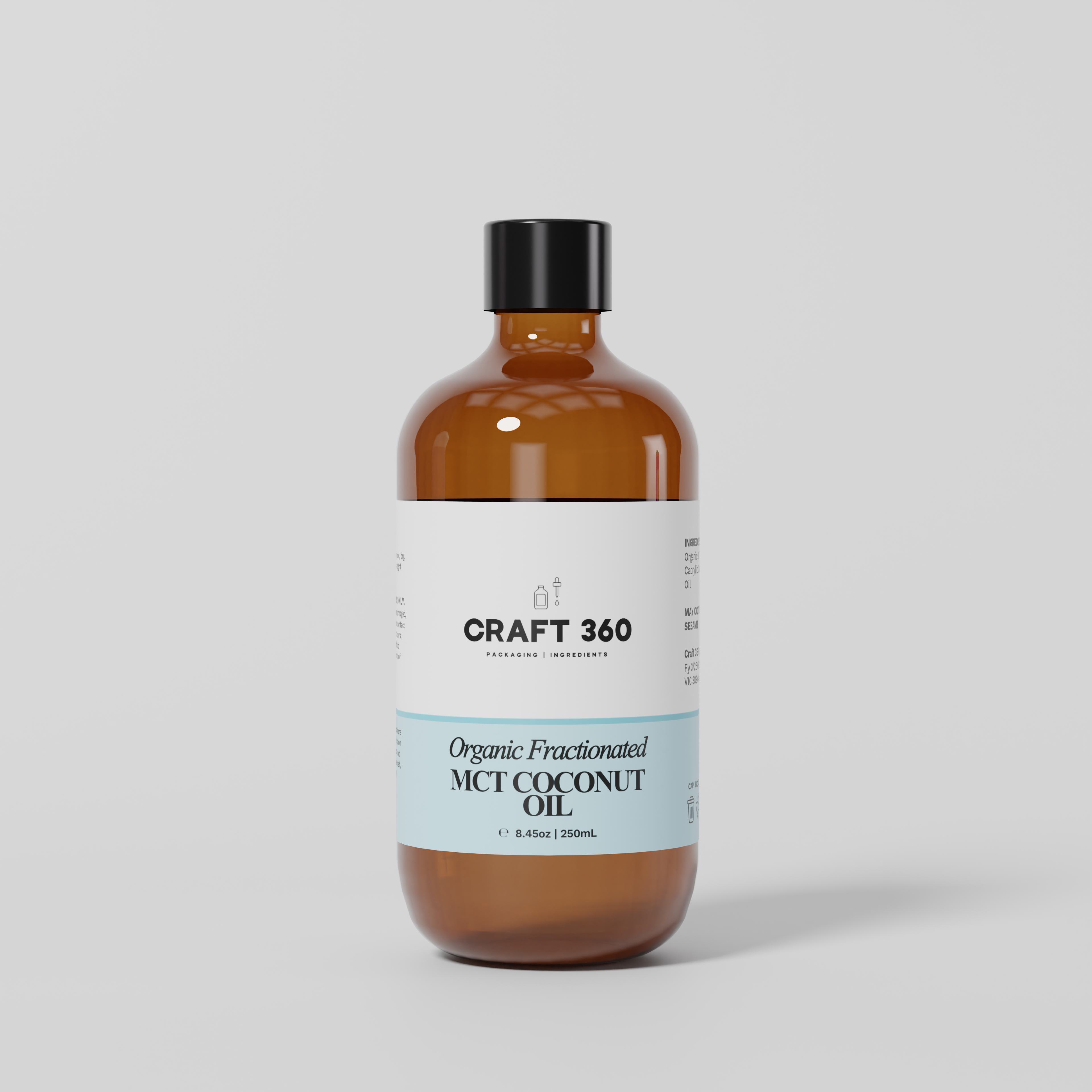 Organic Fractionated Coconut MCT Oil (Glass Bottles)