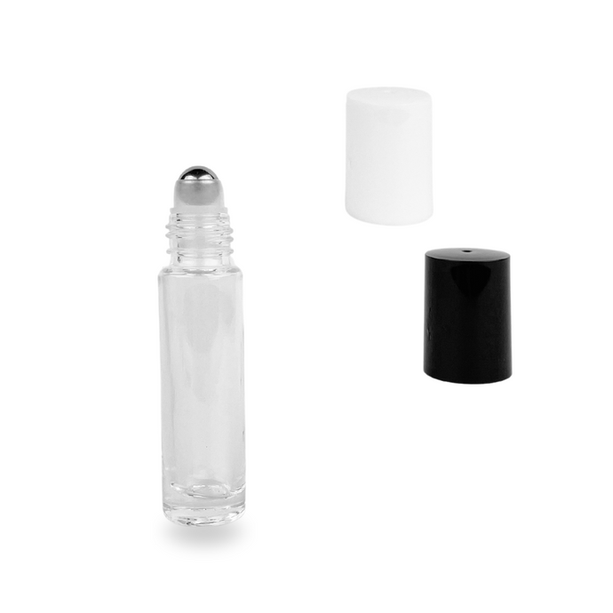 Clear Glass Roller Bottle - 10ml - Stainless Steel Roller - Durable Quality