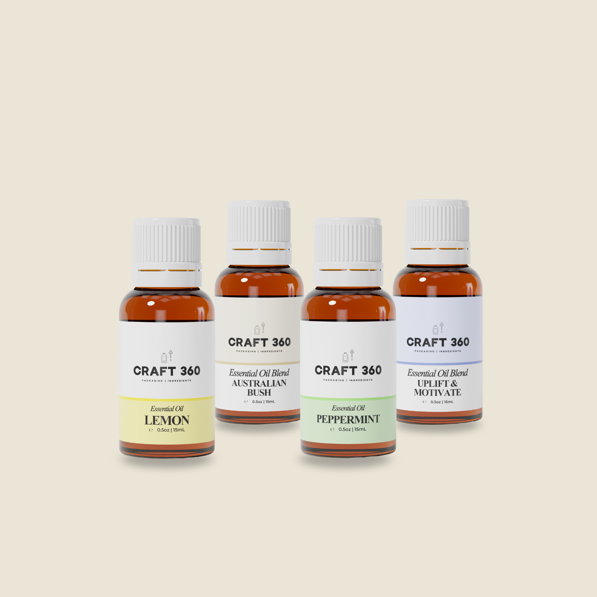 A collection of 4 bottles of Essential Oils from Craft 360 for refreshing and re-energising.