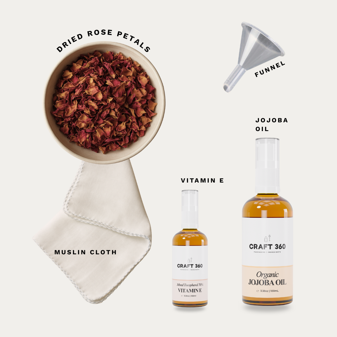 Organic Rose Infused Jojoba Oil - DIY Kit