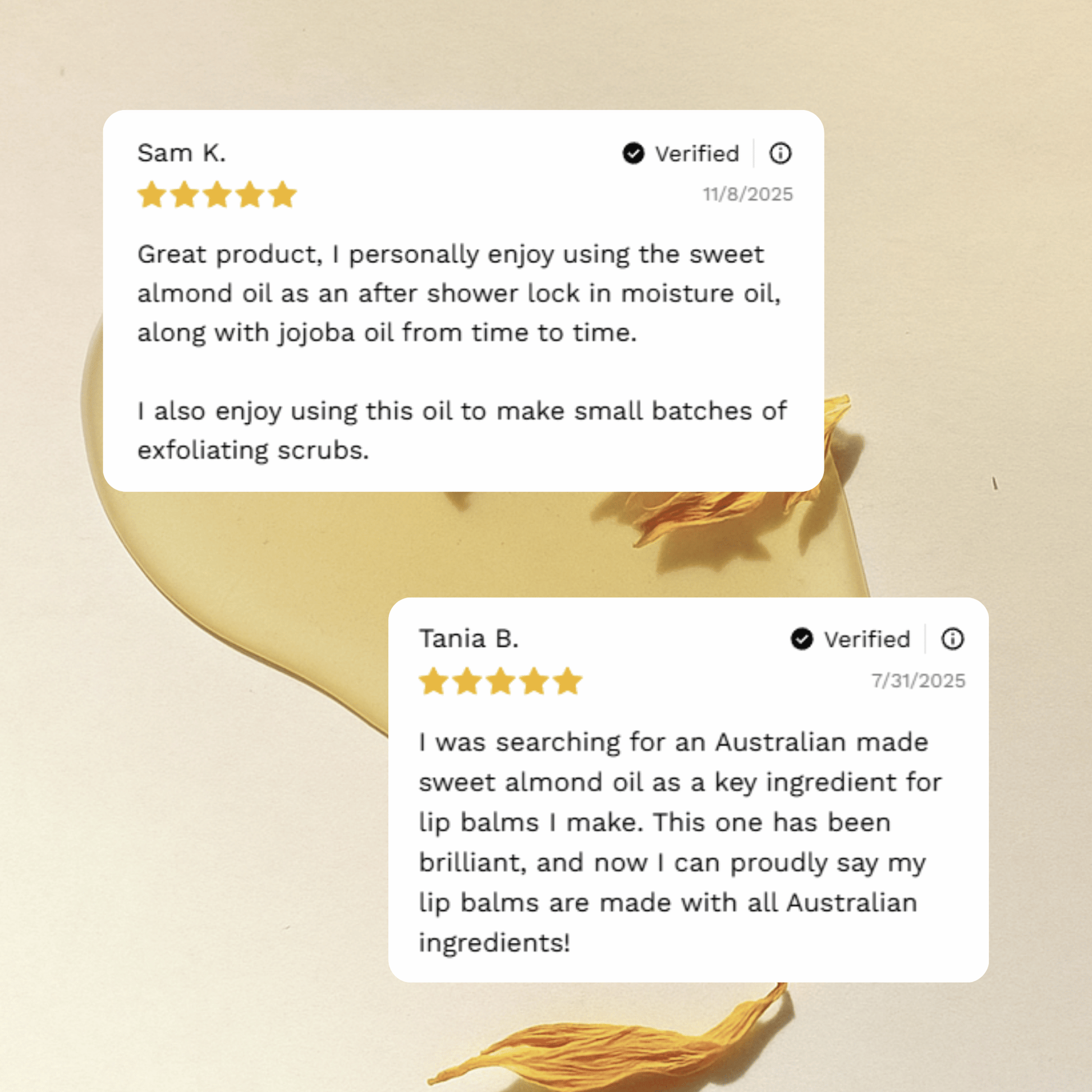 Customer reviews and testimonials for Australian Sweet Almond Oil from Craft 360
