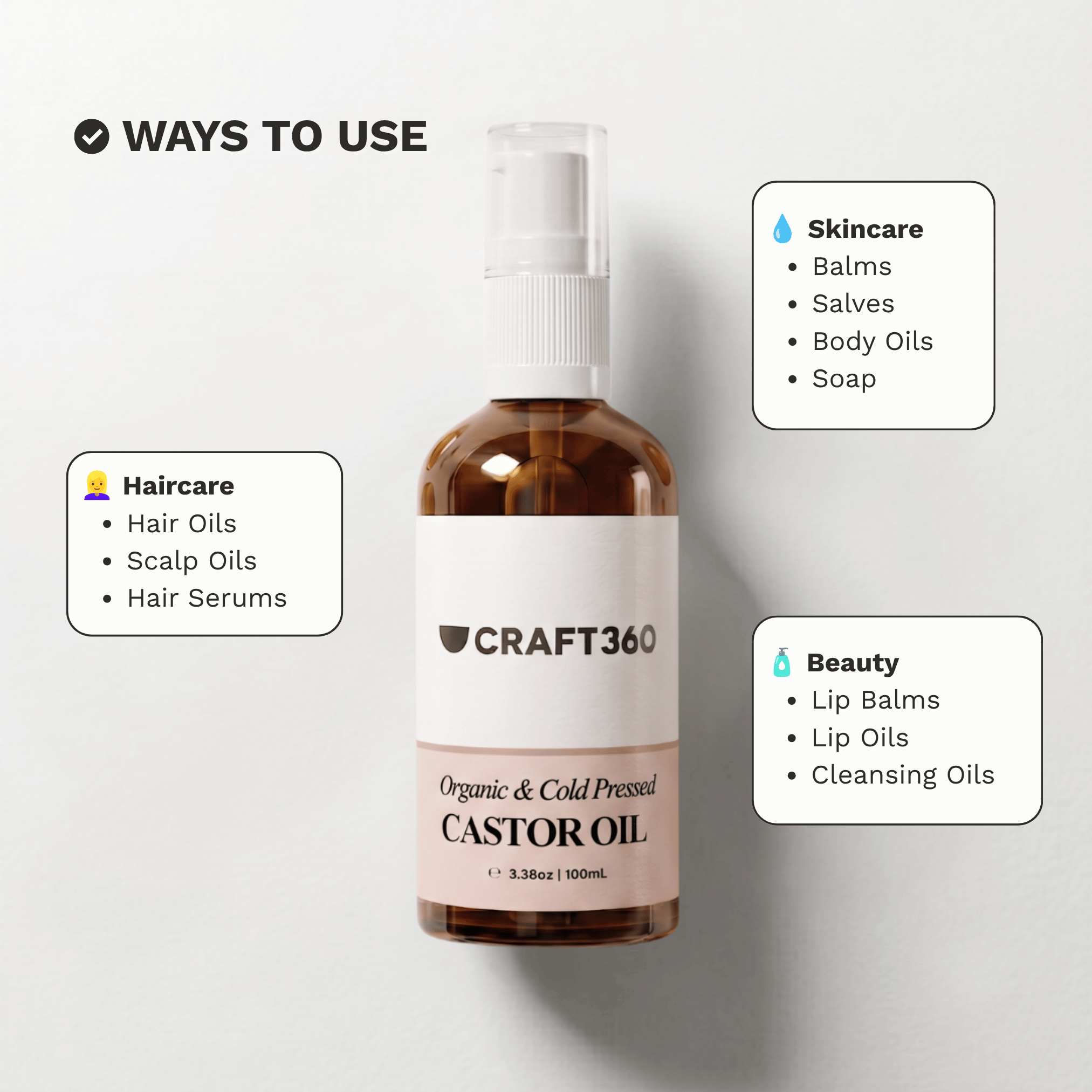 Certified Organic Castor Oil - Cold Pressed - Hexane Free - ACO Cert. No. 14153