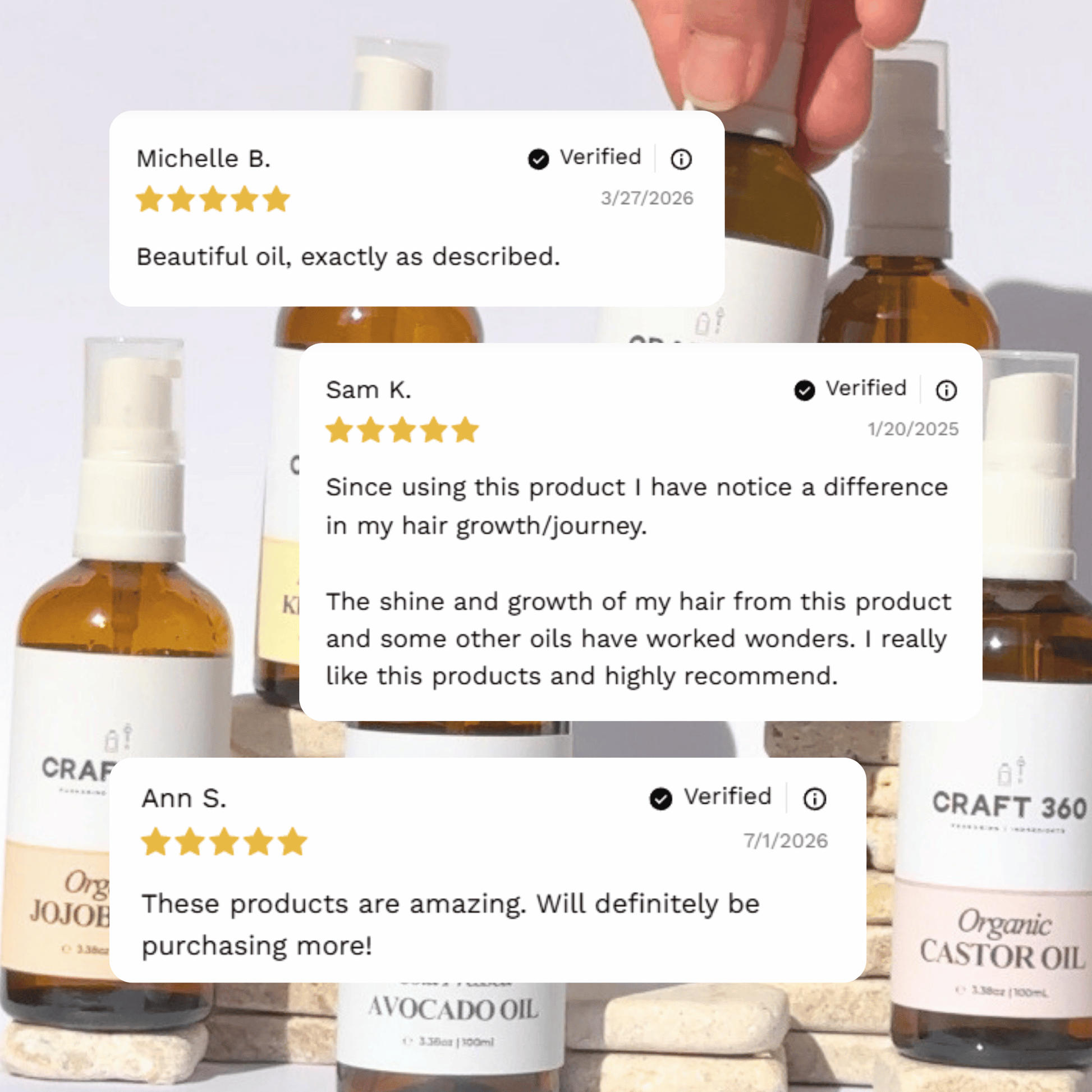 Customer reviews and testimonials for Certified Organic Argan Oil from Craft 360