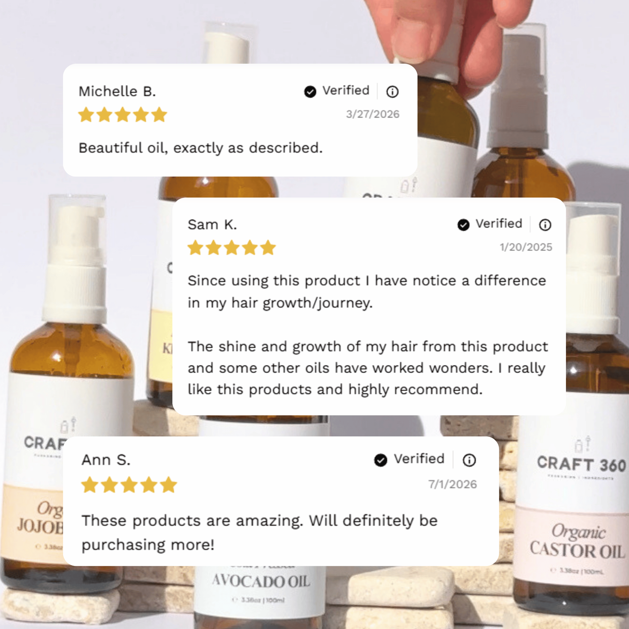 Customer reviews and testimonials for Certified Organic Argan Oil from Craft 360