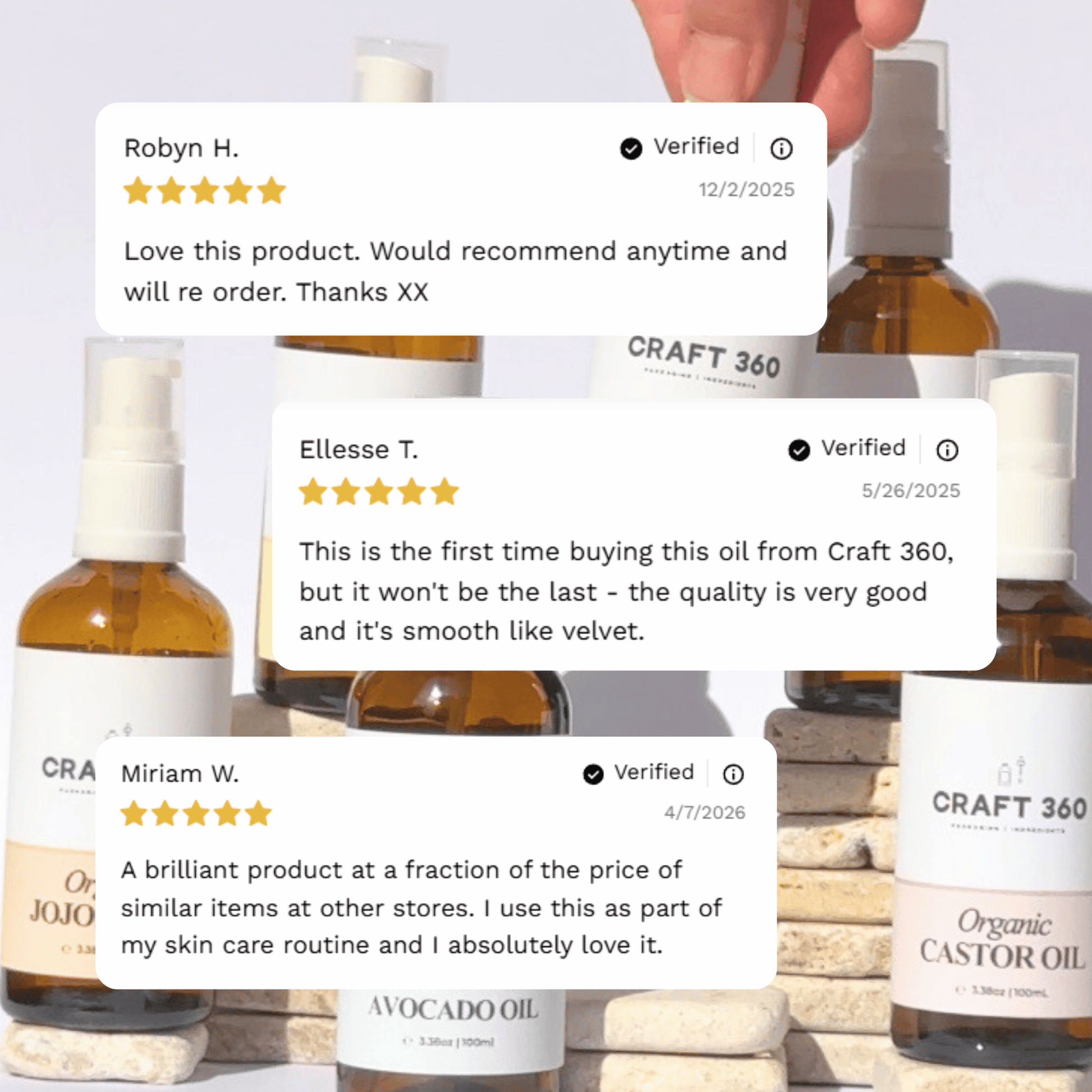 Customer reviews and testimonials for Certified Organic Rosehip Oil from Craft 360