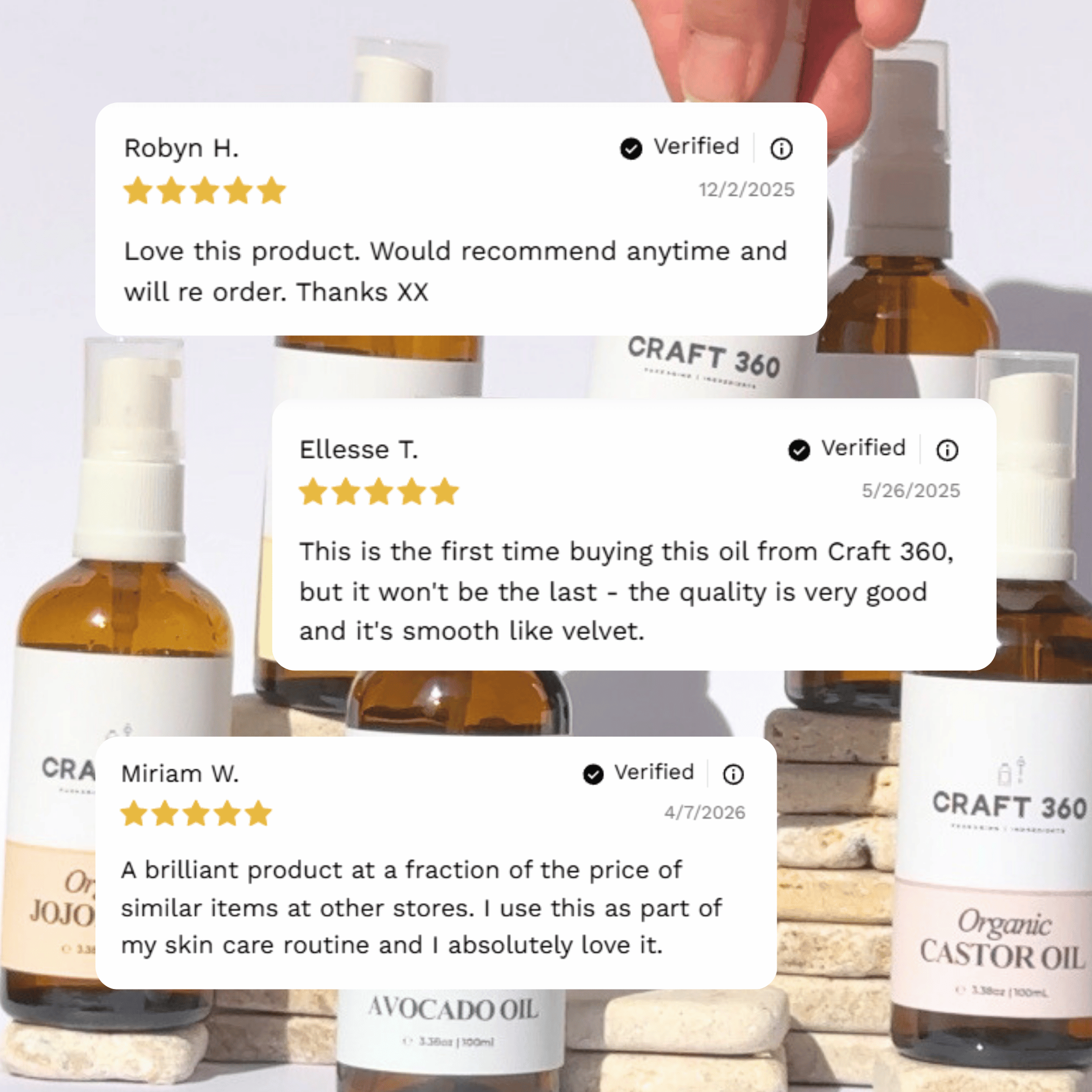 Customer reviews and testimonials for Certified Organic Rosehip Oil from Craft 360