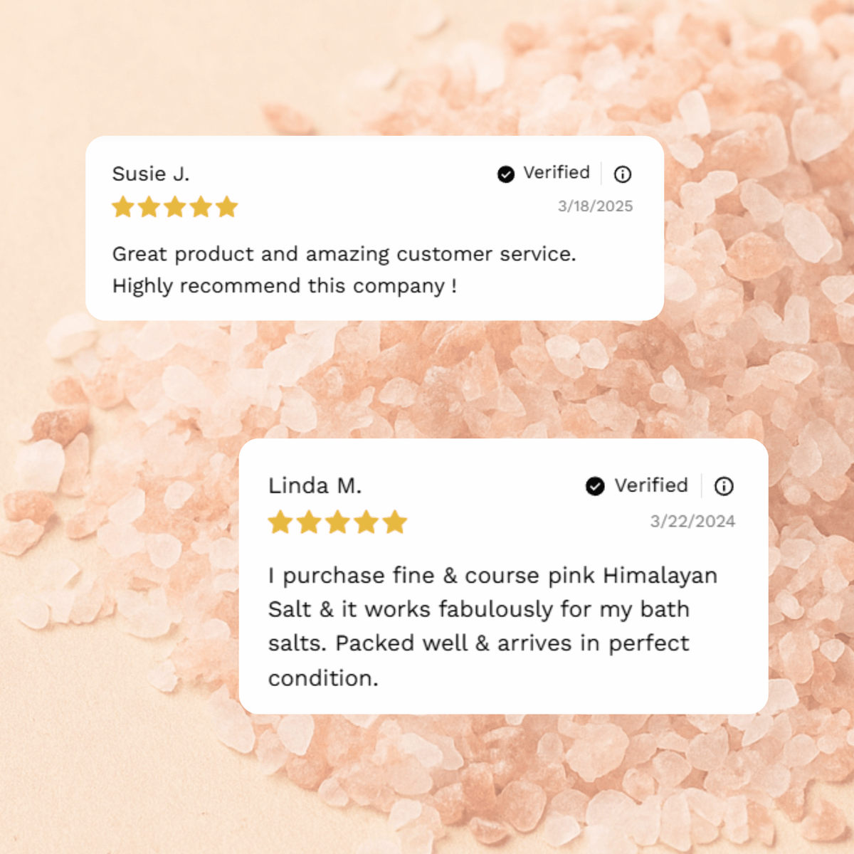 Customer reviews and testimonials for Coarse Himalayan Pink Salt from Craft 360