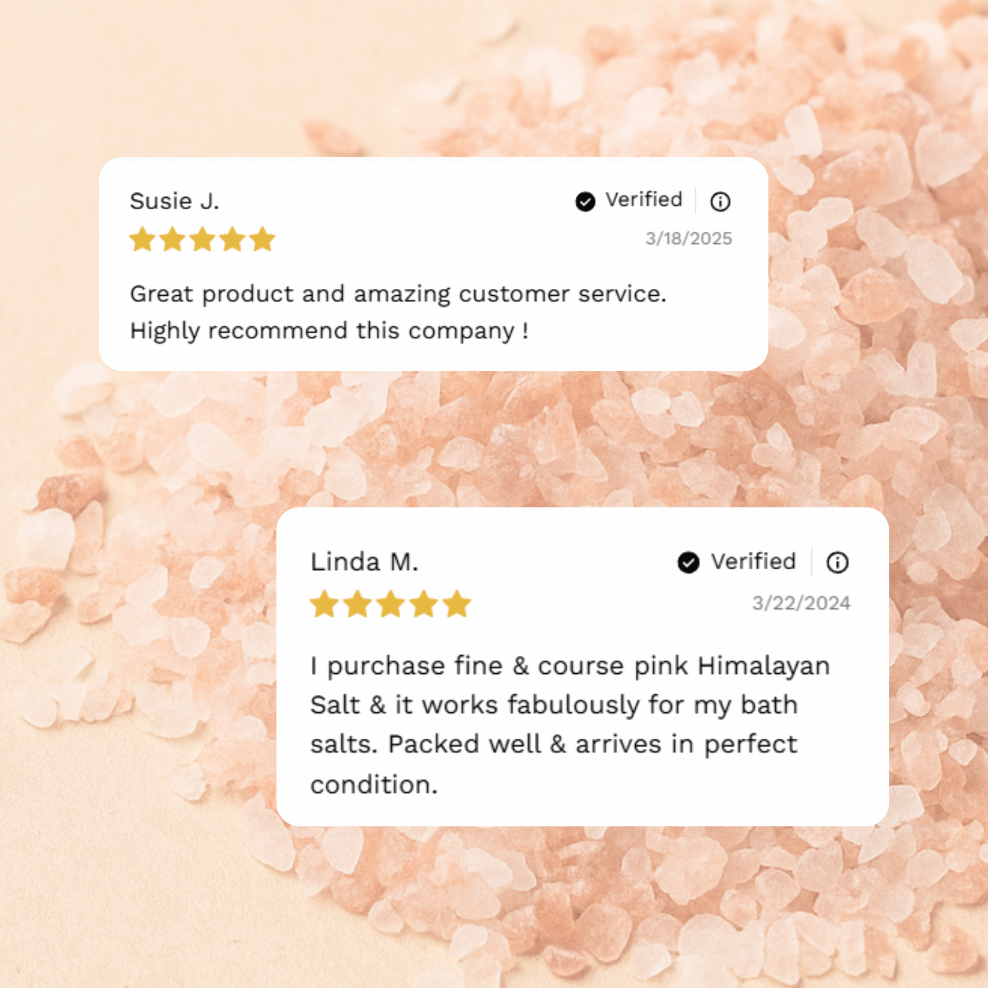 Customer reviews and testimonials for Coarse Himalayan Pink Salt from Craft 360
