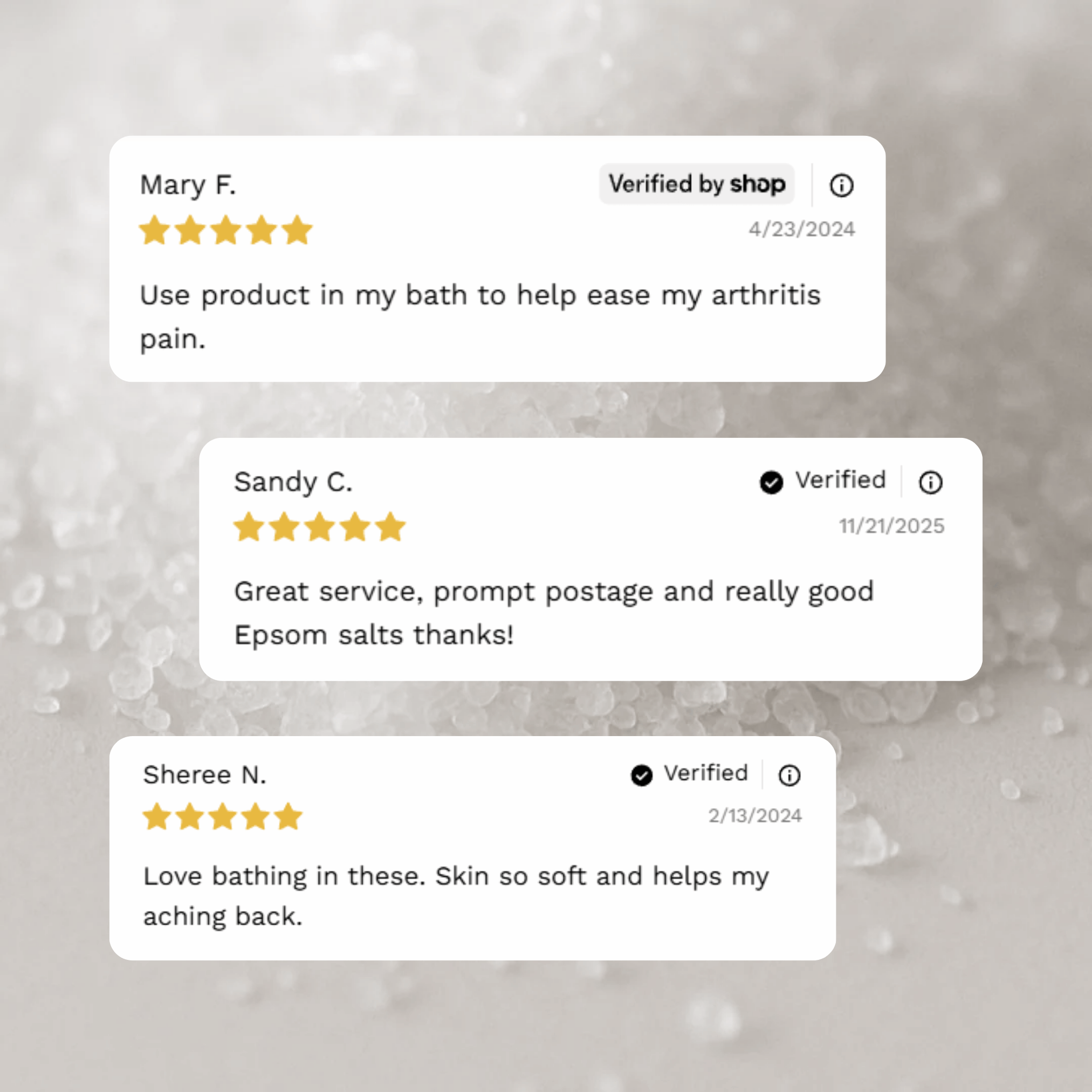 Customer reviews and testimonials for Epsom Salt Magnesium Sulphate from Craft 360