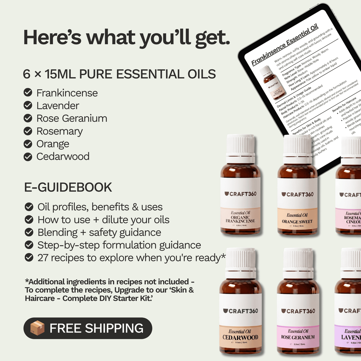 Skin & Haircare Essential Oil Bundle + Guide