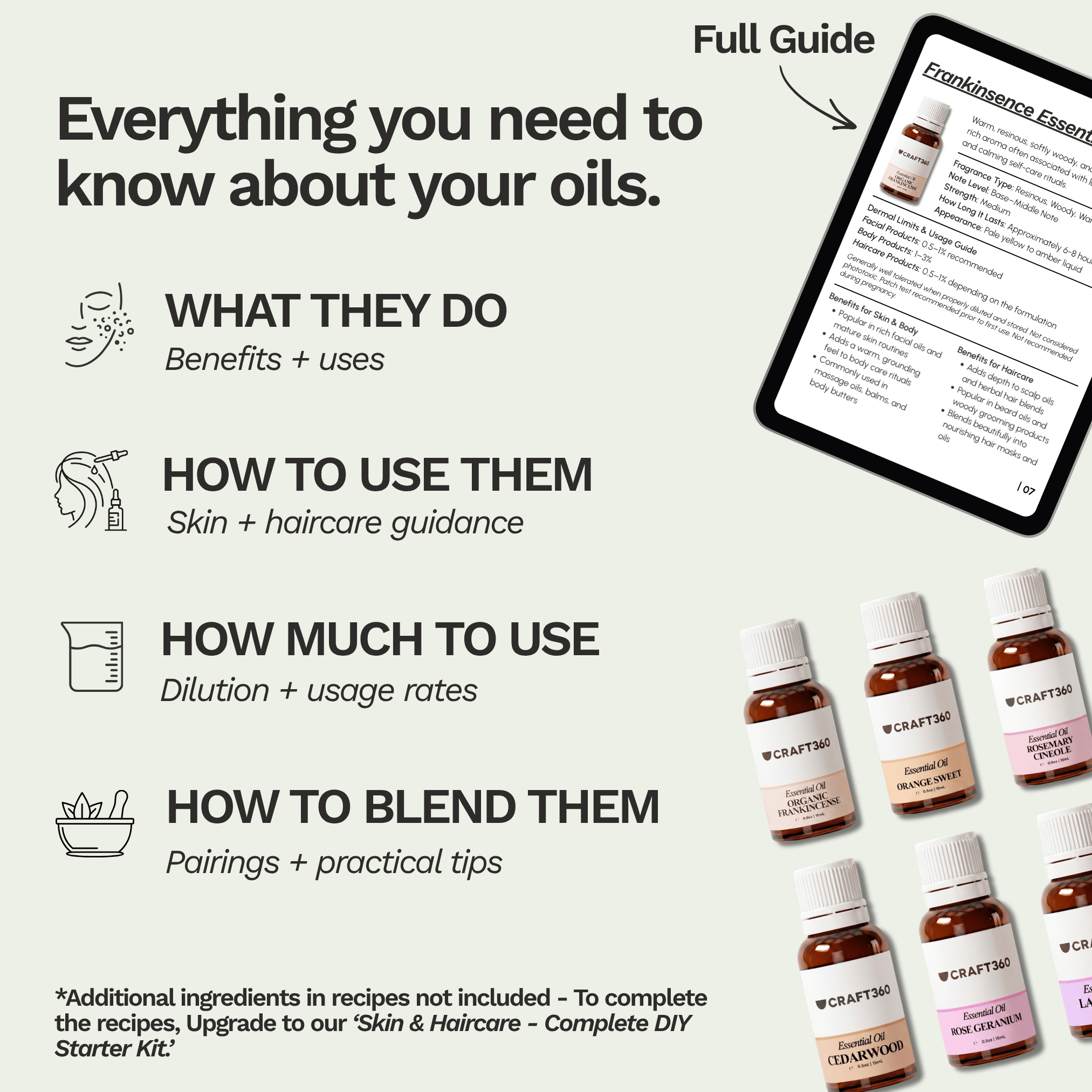 Skin & Haircare Essential Oil Bundle + Guide
