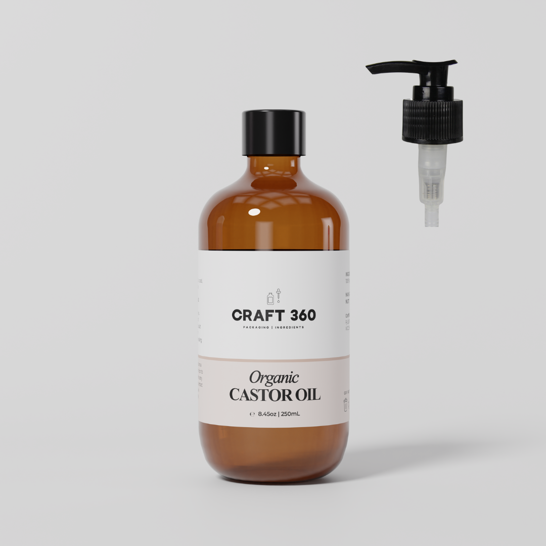 Organic Castor Oil - Cold Pressed - Hexane Free (Glass Bottle)
