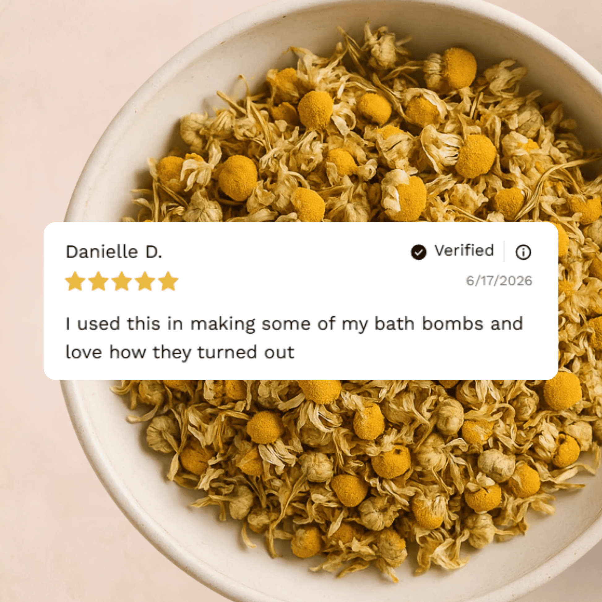 Customer reviews and testimonials for Organic Dried Chamomile Flowers from Craft 360