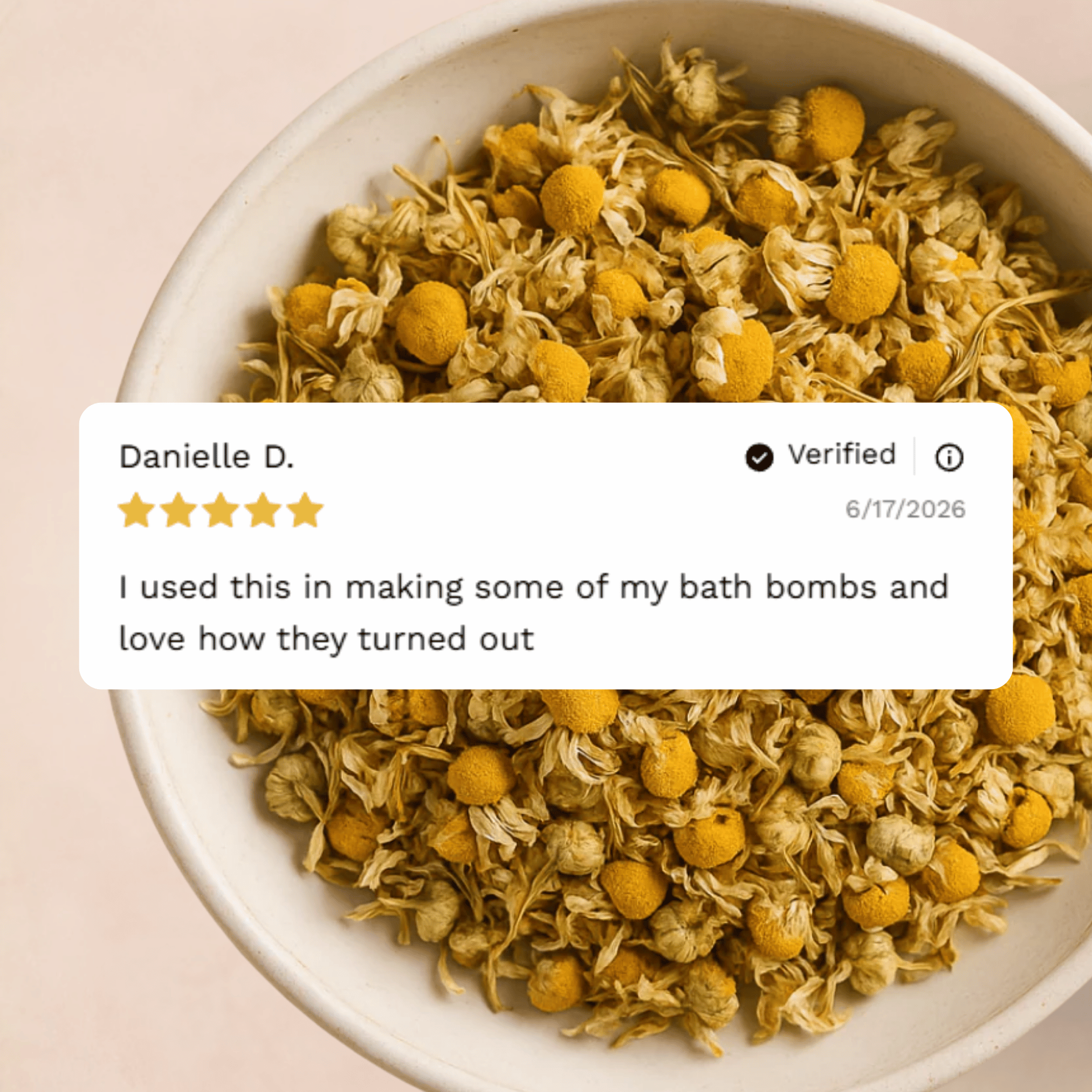 Customer reviews and testimonials for Organic Dried Chamomile Flowers from Craft 360