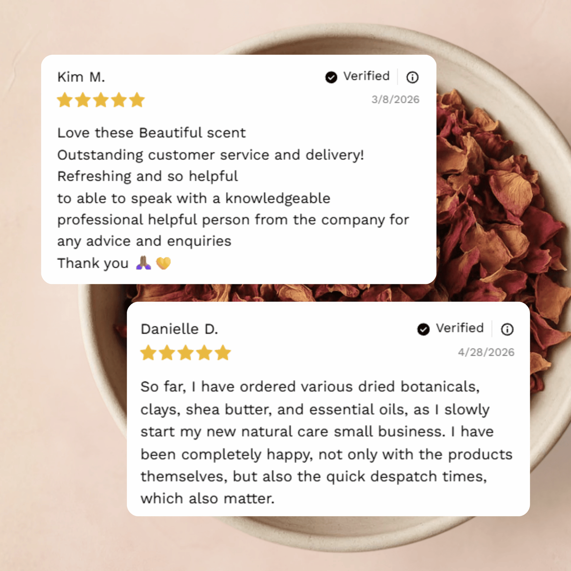 Customer reviews and testimonials for Organic Dried Red Rose Petals from Craft 360