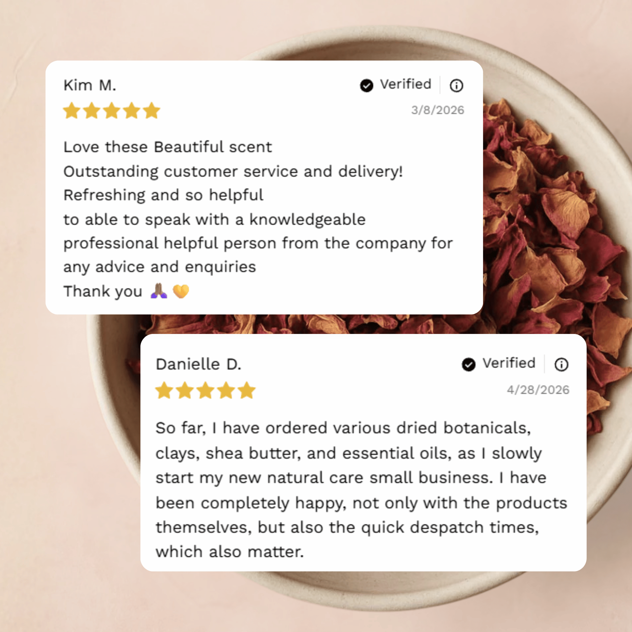 Customer reviews and testimonials for Organic Dried Red Rose Petals from Craft 360