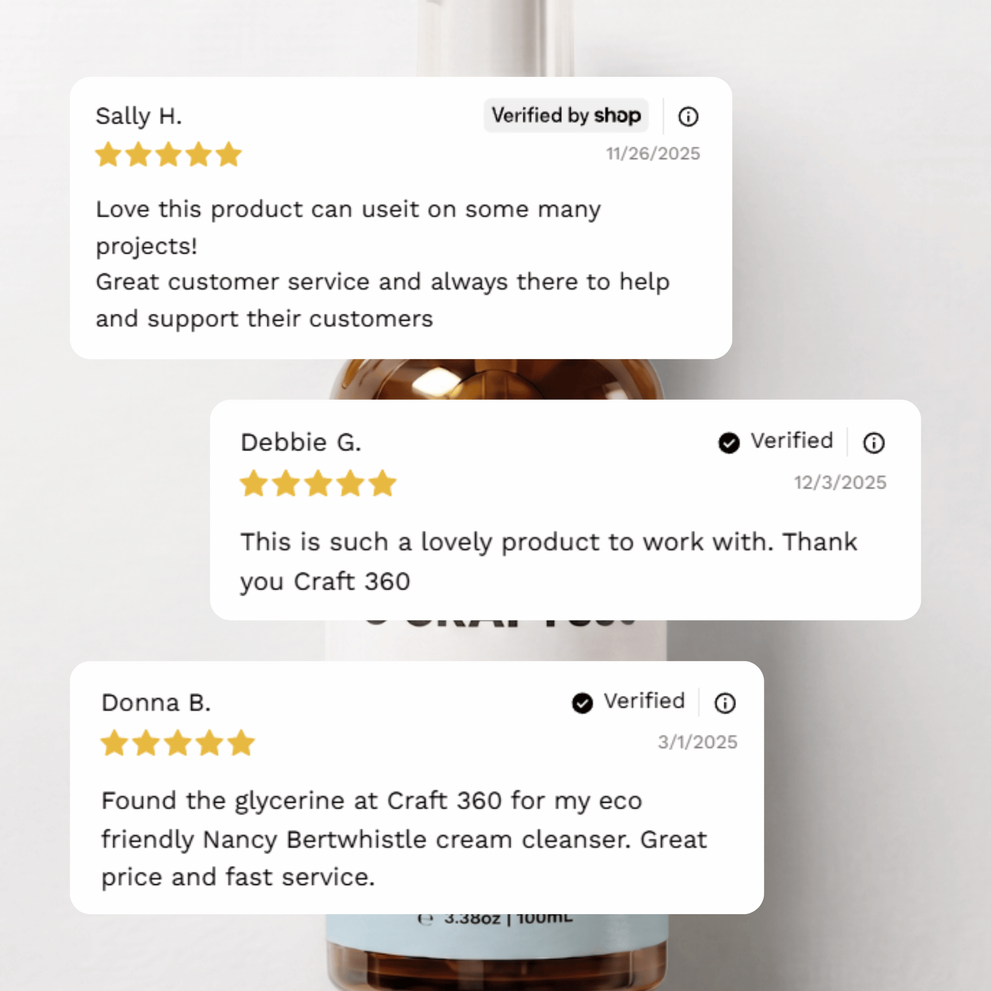 Customer reviews and testimonials for Palm Free Vegetable Glycerine from Craft 360
