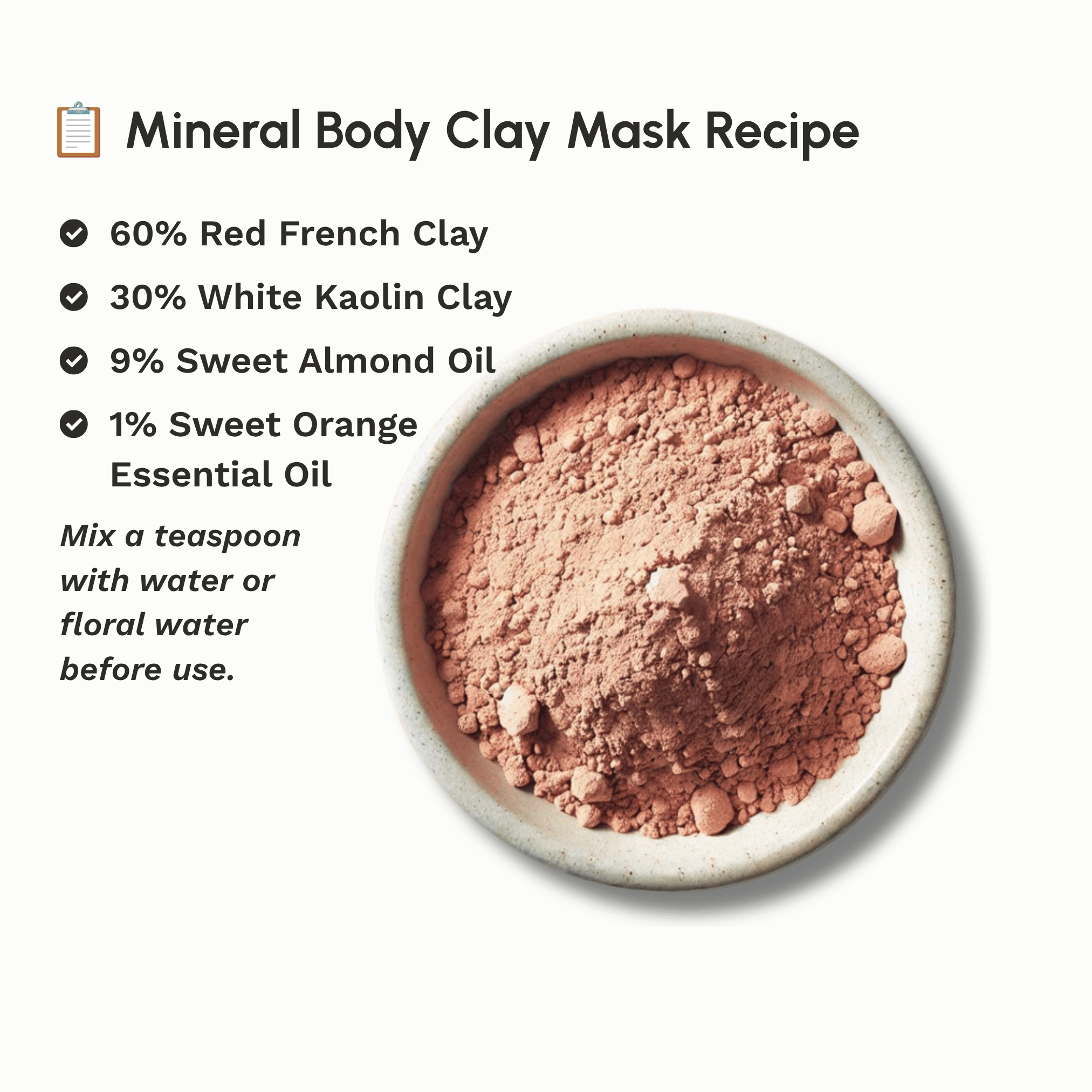 Botanical body mask recipe featuring Red French Clay with complementary natural skincare ingredients