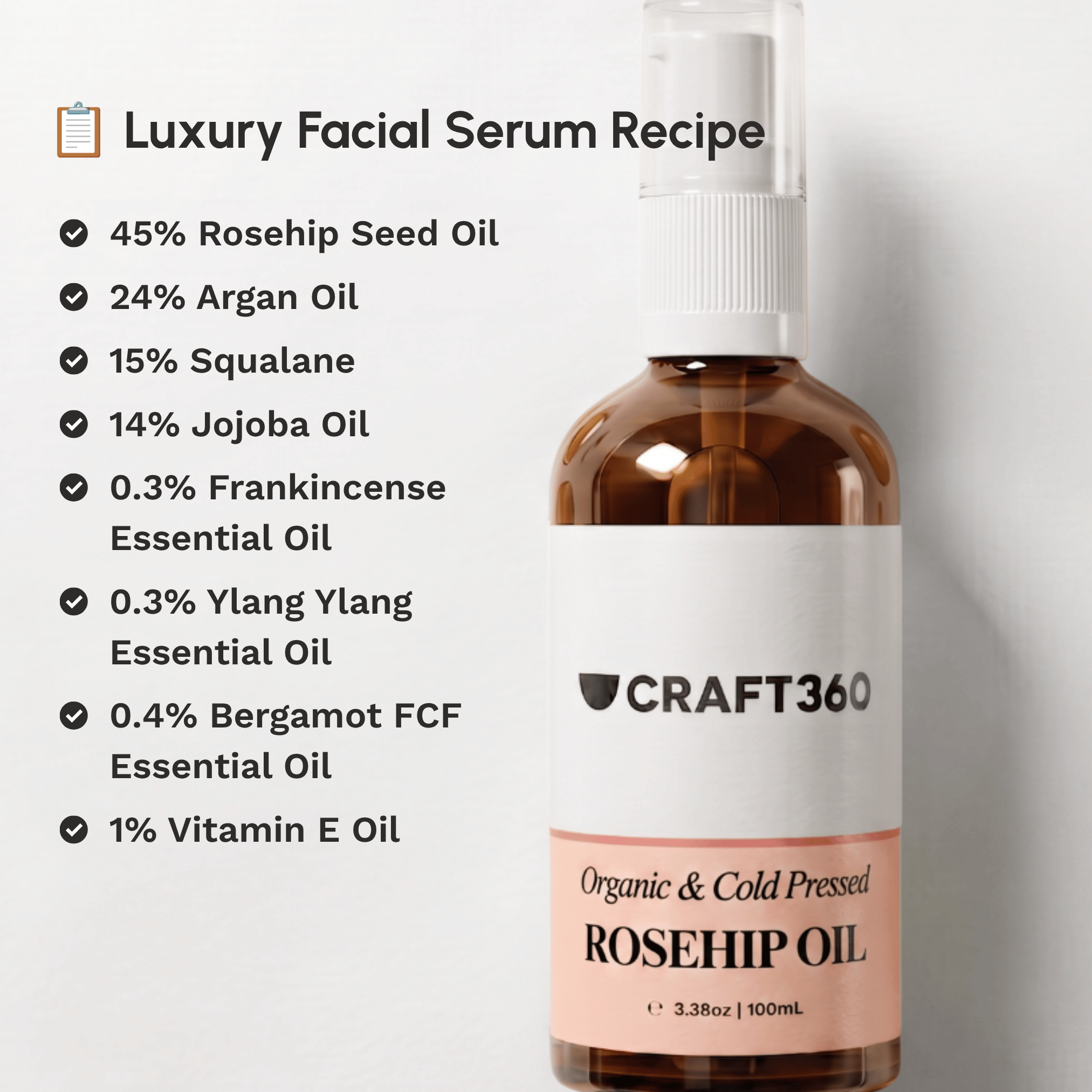 Certified Organic Rosehip Oil - Cold Pressed - Refined - ACO Cert. No. 14153