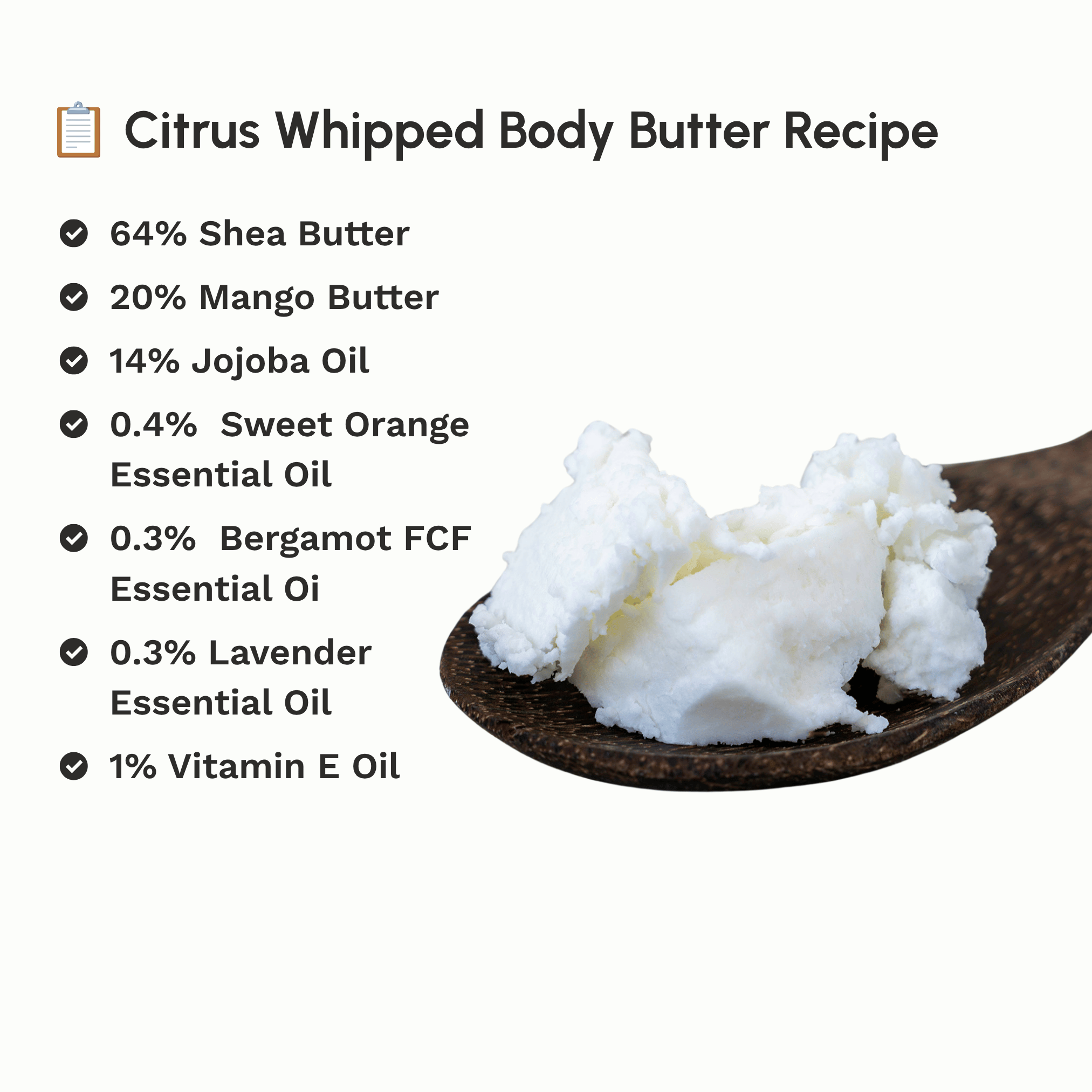 Recipe for making a whipped body butter using Refined Organic Shea Butter.