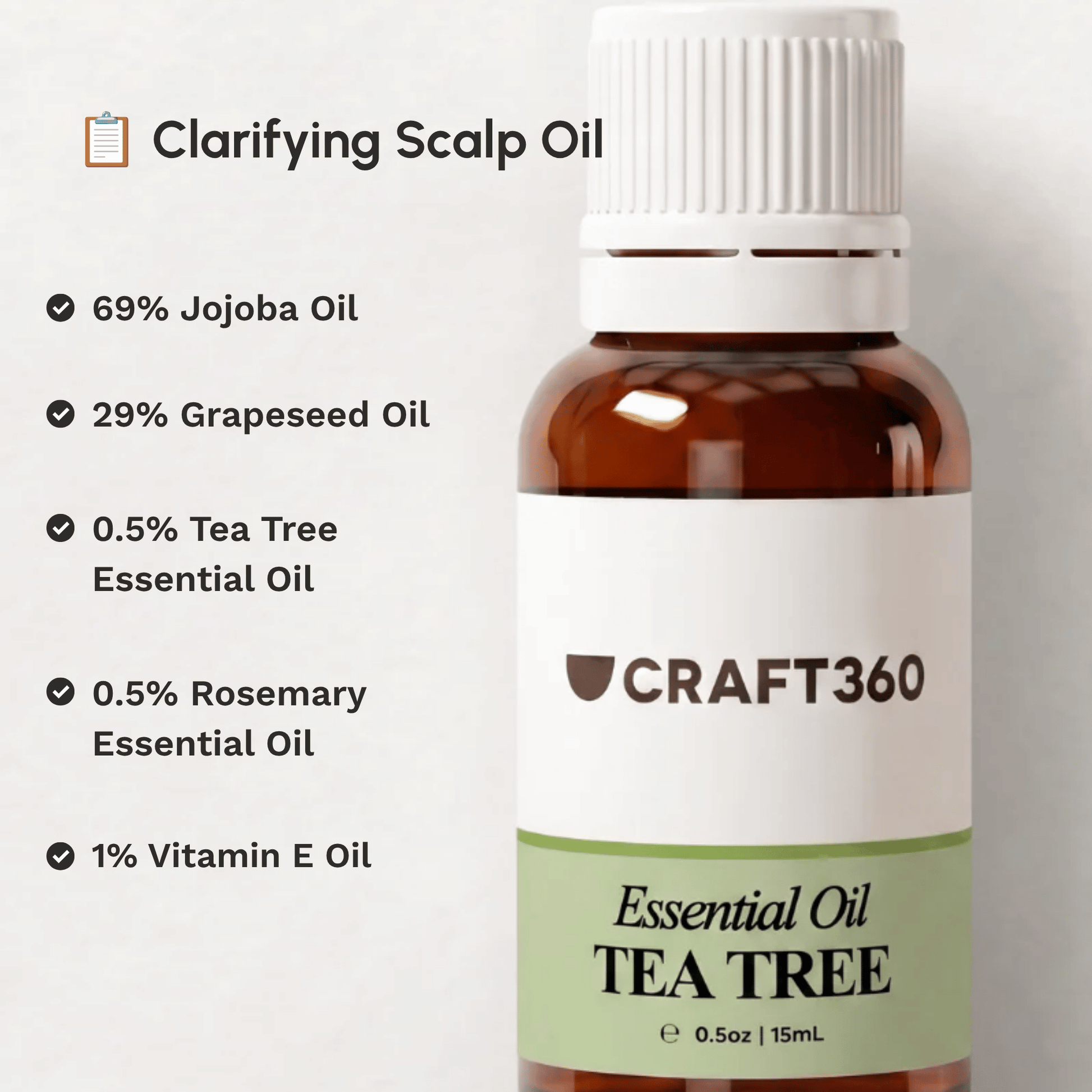 Recipe for making a nourishing scalp oil using Tea Tree Essential Oil.