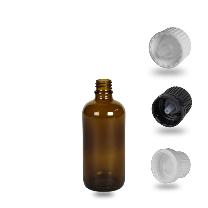 Amber Glass Bottle - (Dripolator + Cap) - 100ml - 18mm