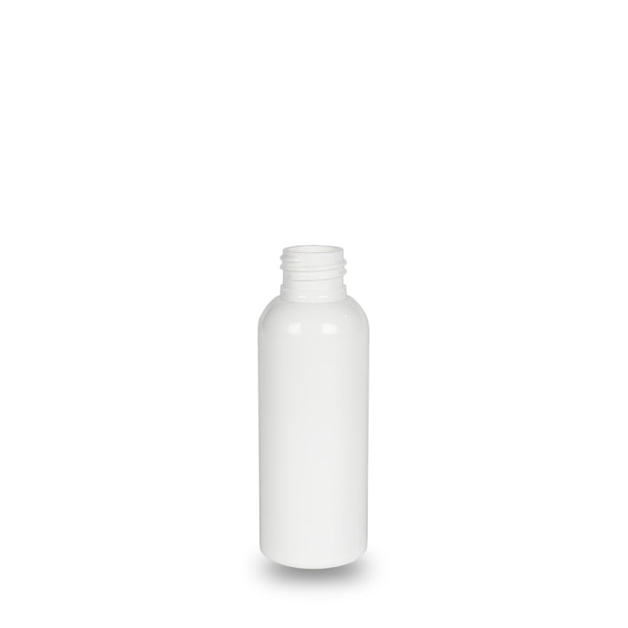 White Plastic Bottle rPET - 'Tall Boston' - 100ml - 24mm (24/410)