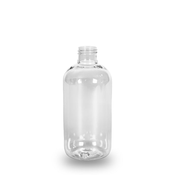 Clear Plastic Bottle rPET - 'Squat Boston' - 250ml - 24mm (24/410)