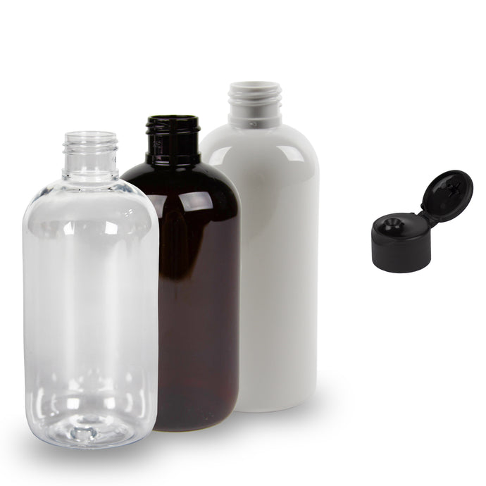 Plastic Bottle PET - 'Squat Boston' - 250ml - (Flip Top) - 24mm (24/410)