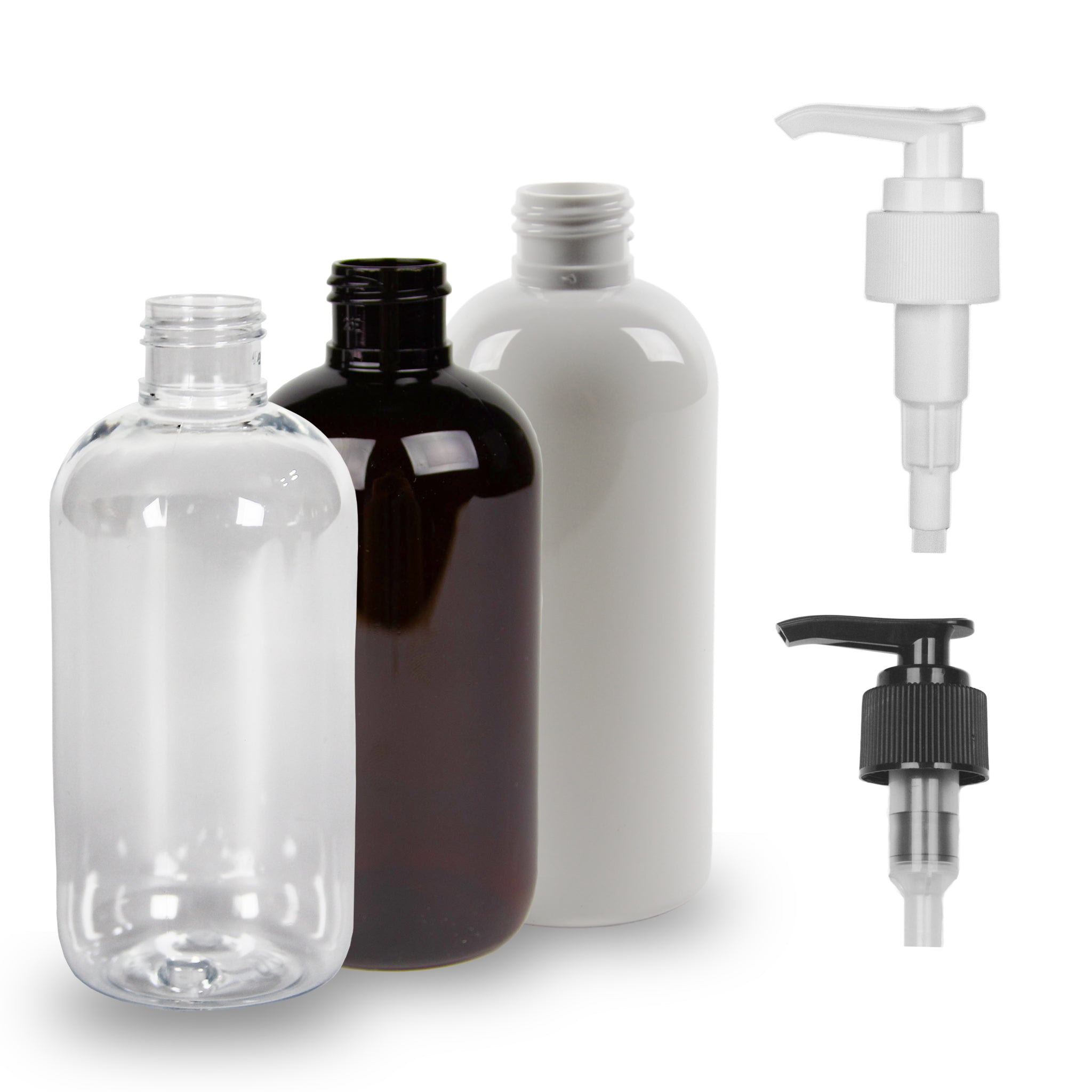 Plastic Bottle rPET - 'Squat Boston' - 250ml - (Lotion Pump) - 24mm (24/410)
