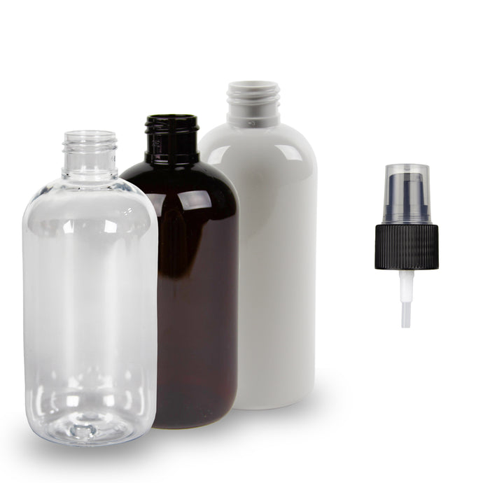 Plastic Bottle PET - 'Squat Boston' - 250ml - (Serum Pump) - 24mm (24/410)