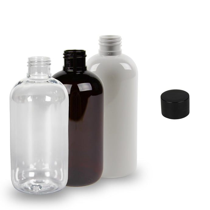 Plastic Bottle PET - 'Squat Boston' - 250ml - (Screw Cap) - 24mm (24/410)