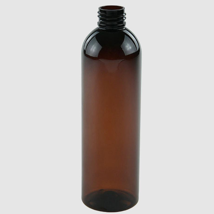 CLEARANCE: Light Amber Plastic Bottle PET - 'TALL Boston' - 250ml 24/410 | (PACK OF 418) ($0.22 per unit)