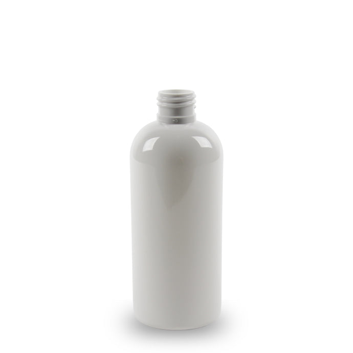 White Plastic Bottle PET - 'Semi Squat Boston' - 250ml - 24mm (24/410)